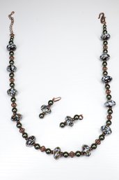 Costume Jewelry Set Glass Beaded Necklace And Earrings