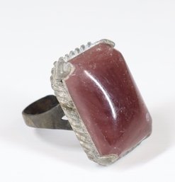 Vintage Art Deco Ring With Large Red-Brown Gemstone