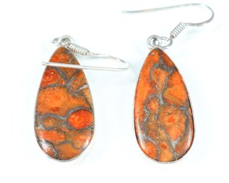 Sterling Silver Earring's - Red Copper Turquoise Sterling Silver Earrings