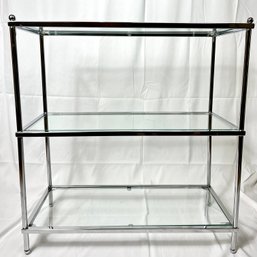 Vintage Chrome & Glass 3 Tier Shelf