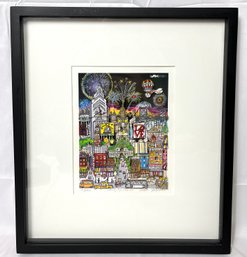 Signed Charles Fazzino 3-D Construction Silkscreen Serigraph Pop Art Framed 'Philly By Night'