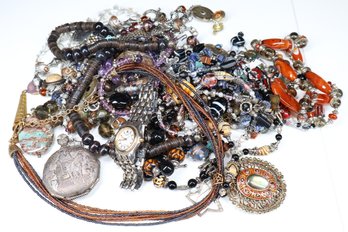 Lot Of Costume Jewelry - Necklaces, Watches, Earrings, Bracelets, Brooches