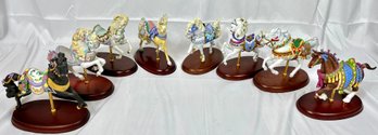 Lot 8 Lenox Carousel Horse Figurines On Wooden Bases