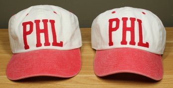 Pair Of PHL Philly Philadelphia Felt Applique Adjustable Baseball Caps