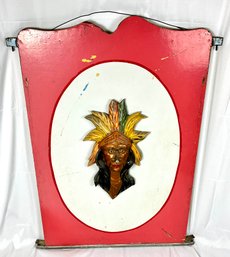 Antique Allen Herschell Native American Indian Carousel Head Panel