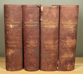 Antique 1896 Complete Set Of (4) American Encyclopaedic Encyclopedia Dictionary Marbled Books