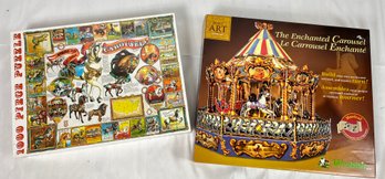 Puzzle Lot Wrebbit Enchanted 3D Carousel & 1000 Pc Carousels Puzzle