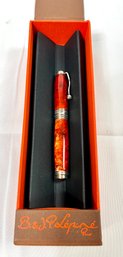 B. & J.P. Lepine Jean Pierre Lepine Paris Orange Marbled Fountain Pen France - In Box