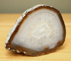 White And Brown Agate Geode 18.5oz.