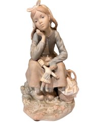 Lladro Figurine Sculpture Girl With Doll Matte Finish