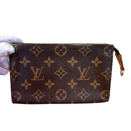 Authentic Louis Vuitton Monogram Pouch For Bucket PM Bag Brown
