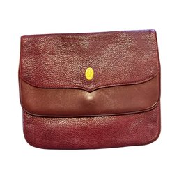 Vintage Authentic Cartier Classic Burgundy And Gold Flap Crossbody Bag