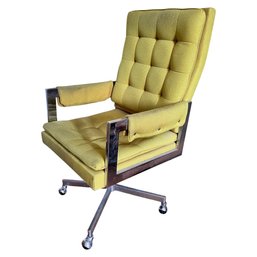 Vintage 1970s Chrome & Lime Green Office Chair