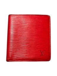Louis Vuitton Malletier Red Epi Leather Bifold Wallet Card Coin Case Men Purse