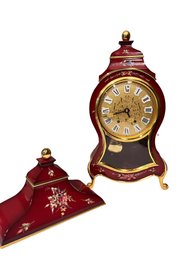 Eluxa Swiss Hand Paintes Red And Gold Mantel Clock