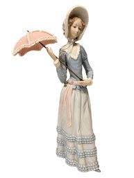 Vintage Lladro, Aranjuez Little Lady With Parasol Figurine 4879