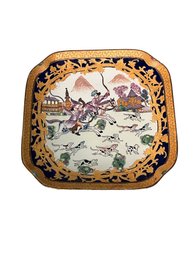 Vintage Hand Painted China Porcelain Plate Hunting Scene