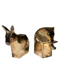 Vintage Dansk Abstract Silverplate Elephant And Donkey Figurine Paper Weights