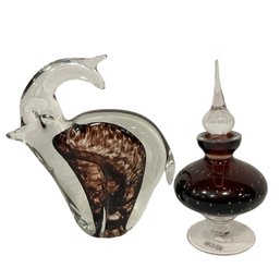 Art Glass Elephant And Decanter