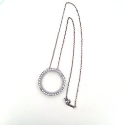 TIFFANY & CO. STERLING SILVER CHAIN WITH CZ CIRCLE PENDANT, DESIGNER JEWELRY