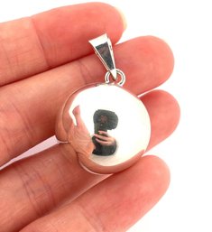 925 STERLING SILVER TAXCO MEXICO BOADING CHIME BALL PENDANT NECKLACE, 17 GRAMS FINE JEWELRY