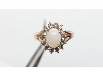 WHIITE OPAL RING 18K GOLD PLATED GEMSTONE JEWELRY