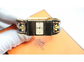 Wristwatch USED Women's HERMES Loquet L01.100 Authentic Bangle Quartz Gold  L01.201 Gold Plated Comes With Box