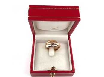 18K Cartier Classic Trinity Tri-Color White, Yellow, & Rose Gold Ring Sz 4 Comes With  Box