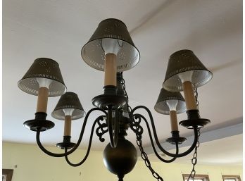 6 Light Willamsburg Style Chandelier With Metal Shades