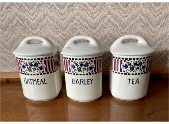 3 Czech Porcelain Kitchen Canisters