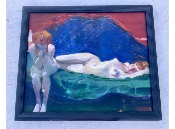 Catherine Drabkin Signed Oil On Canvas '2 Female Nudes'