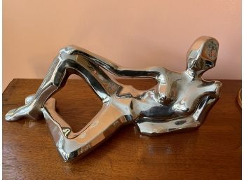 C. 1970s Jaru Ceramic Female Reclining Nude Chrome Finish