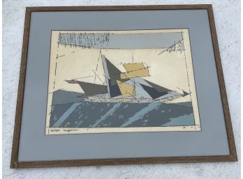 Fenninger Signed And Numbered Silk Screen Print Schooner