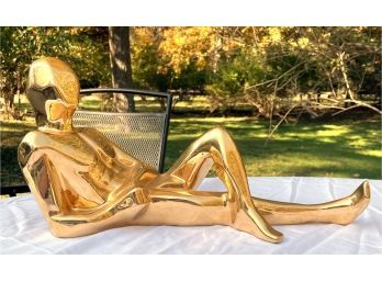 C. 1970s Jaru Ceramic Male Reclining Nude 18kt Gold Finish