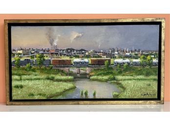 Peter Homitsky Signed Oil On Canvas 'meadowlands New Jersey' 1997