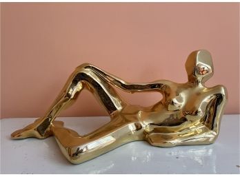 C. 1970s Jaru Ceramic Female Reclining Nude Gold Finish