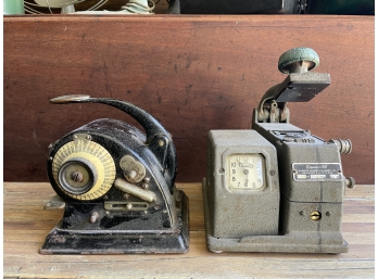 Antique Time Punch Clock & Check Protector