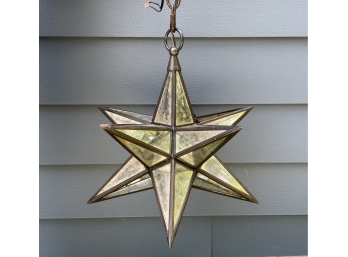 Large Mercury Glass Style Mexican Star Light Pendent