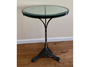 Elegant Large Circular Glass Top Iron Base Table