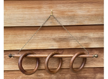 Oak 3 Ring Towel Rack