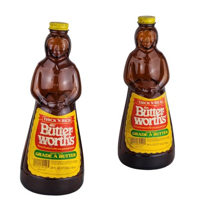 Set Of Two Thick N Rich Mrs Butter Worth's Figure Empty Bottles