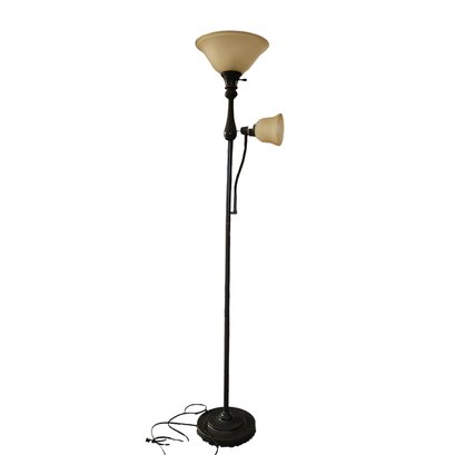 2008 E220915 Portable Luminaire Bronze Heavy Duty 2-Light Glass Floor Lamp