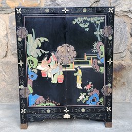 Vintage Mid Century Black Chinese Lacquer Cabinet