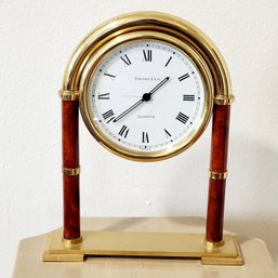 Vintage Tiffany & Co. Solid Brass Desk Mantle Quartz Clock Made In France