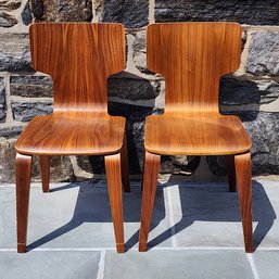 Pair Of West Elm Stackable Bentwood Dining Chairs