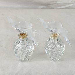 Lalique Transparent Dove Perfume Bottles Set Of 2