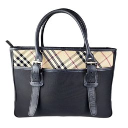 Burberry Nova Check Leather Shoulder Bag