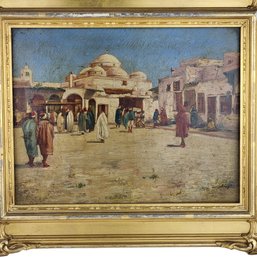 Ottoman Orientalist Street Scene Oil Painting