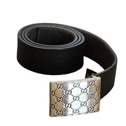 Unisex Gucci GG Black Logo Belt 90/36