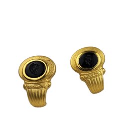 Gold-Tone Intaglio Clip-On Earrings